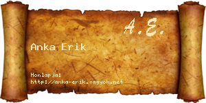 Anka Erik névjegykártya